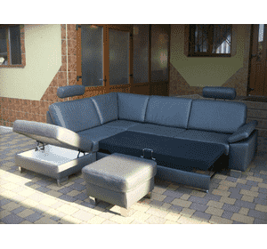 Новий шкіряний диван + пуф POLINOVA (5578)