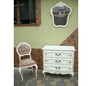 Деревяний комод + дзеркало + стілець в стилі Луї (6048)