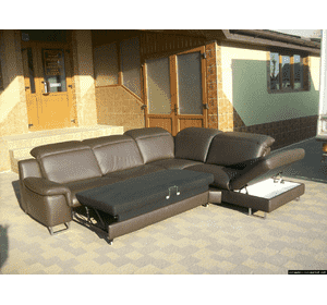Новий шкіряний диван, розкладний (5563)