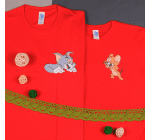 Парні футболки для хлопця і дівчини "Том і Джері" Червоний