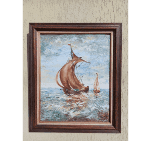 Картина мальована Вітрильник в морі (4201)
