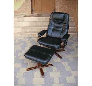 Шкіряне крісло,відпочинкове + пуфік (6142)