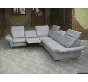 Новий шкіряний кутовий розкладний диван (5562). ДНІПРО