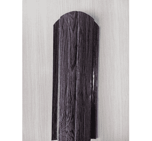 Євроштахети темний дуб 105 мм двох сторонній 3D (штахети металеві темне дерево)