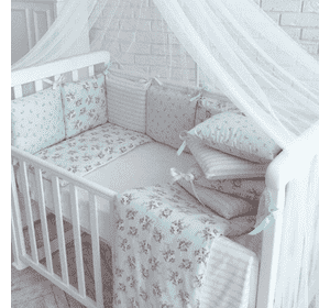 Комплект Маленька Соня Baby Design Premium Прованс м'ята без балдахіну