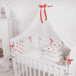 Комплект Маленька Соня Baby Design, червоні серця, з балдахіном - LvivMarket.net, Фото 5