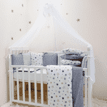 Комплект Маленька Соня Baby Design Premium Stars сірий з балдахіном - LvivMarket.net, Фото 1