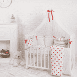 Комплект Маленька Соня Baby Design, червоні серця, з балдахіном - LvivMarket.net, Фото 1