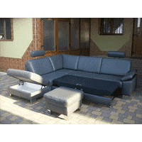 Новий шкіряний диван + пуф POLINOVA (5578)