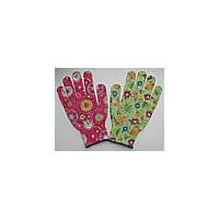 Перчатки НЕЙЛОН с цветочками (розовые и зеленые)