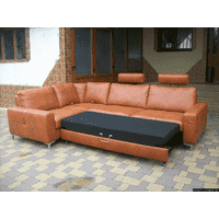 Новий шкіряний кутовий диван, розкладний (4410).ДНІПРО