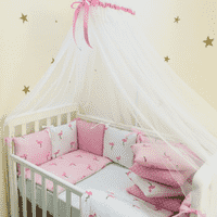 Комплект Маленька Соня Baby Design Premium Фламінго з балдахіном