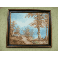 Картина мальована Хатинка біля озера (5827)