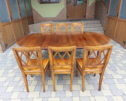 Стіл столовий, розкладний + 6 стільців (6683) Стіл столовий, розкладний + 6 стільців (6683)