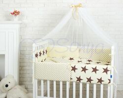 Комплект Маленька Соня Comfort шоколадні зірочки з балдахіном Комплект Маленька Соня Comfort шоколадні зірочки з балдахіном
