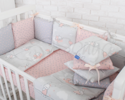 Комплект Маленька Соня Baby Design Premium Зайчики пудра без балдахіну Комплект Маленька Соня Baby Design Premium Зайчики пудра без балдахіну