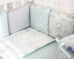 Комплект Маленька Соня Baby Design Premium Зайчики м'ята без балдахіну