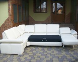 Новий шкіряний диван, розкладний POLINOVA (5577). ДНІПРО
