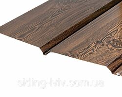 Металевий сайдинг фальш брус темний дуб Металевий сайдинг фальш брус темний дуб
