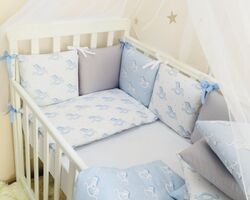 Комплект Маленька Соня Baby Design Premium Коники з балдахіном