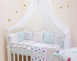 Комплект Маленька Соня Baby Design Premium Stars різнокольоровий з балдахіном