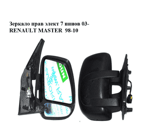 Зеркало прав элект  7 пинов 03- RENAULT MASTER  98-10 (РЕНО МАСТЕР) (8200255776, 9630100QA, 4415382) Зеркало прав элект  7 пинов 03- RENAULT MASTER  98-10 (РЕНО МАСТЕР) (8200255776, 9630100QA, 4415382)