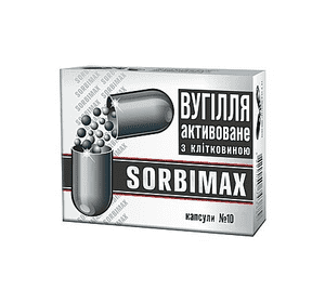СОРБІМАКС вугілля активоване з клітковиною, капсули по 270 мг №10 СОРБІМАКС вугілля активоване з клітковиною, капсули по 270 мг №10