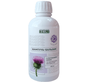 Шампунь-бальзам з реп'яховою олією та протеїновим екстрактом по 200 мл у флаконі Шампунь-бальзам з реп'яховою олією та протеїновим екстрактом по 200 мл у флаконі