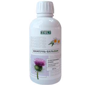 Шампунь-бальзам з реп'яховою олією та екстрактом ромашки по 200 мл у флаконі Шампунь-бальзам з реп'яховою олією та екстрактом ромашки по 200 мл у флаконі