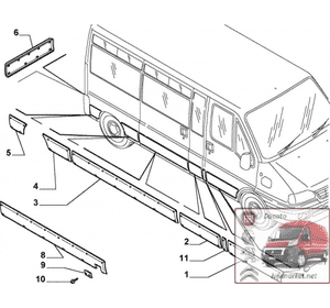 Молдинг боковой cдвижной двери правой (листва, накладка) Fiat Ducato 735306281 Молдинг боковой cдвижной двери правой (листва, накладка) Fiat Ducato 735306281