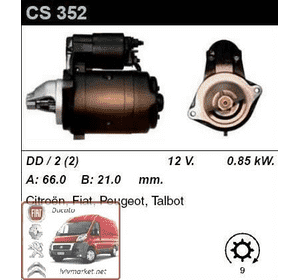 Стартер Fiat — Ducato 290 (1989-1994) 2.0 карбюратор  CS352 Стартер Fiat — Ducato 290 (1989-1994) 2.0 карбюратор  CS352
