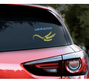 Патріотична наклейка на авто з українською символікою UKRAINE Патріотична наклейка на авто з українською символікою UKRAINE