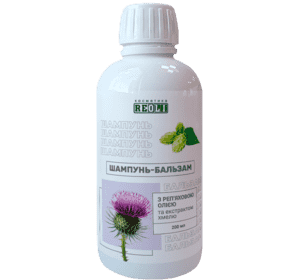 Шампунь-бальзам з реп'яховою олією та екстрактом хмелю по 200 мл у флаконі Шампунь-бальзам з реп'яховою олією та екстрактом хмелю по 200 мл у флаконі