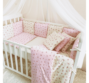 Комплект Маленька Соня Baby Design Premium Прованс рожевий з балдахіном