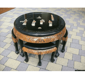 Журнальний стіл + 4 табуретки в стилі Шинуазрі (4472)