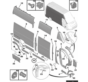 Молдинг боковой cдвижной двери правой MAXI база (листва , декоративная накладка) Citroen - Jumper III(2006-……)  735422720,FT90748