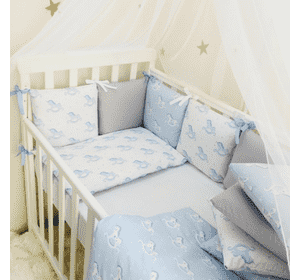 Комплект Маленька Соня Baby Design Premium Коники з балдахіном