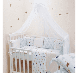 Комплект Маленька Соня Baby Design Premium Stars різнокольоровий з балдахіном
