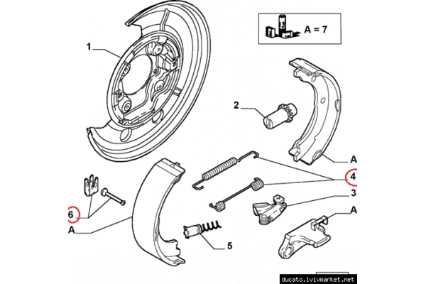 Ремкомплект ручного тормоза Fiat Ducato 244 (2002-2006) 0851Q, 4210851, 7550851, LY1344, 1 987 475 377, SFK386 - LvivMarket.net