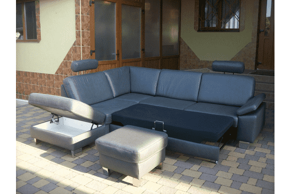 Новий шкіряний диван + пуф POLINOVA (5578) - LvivMarket.net