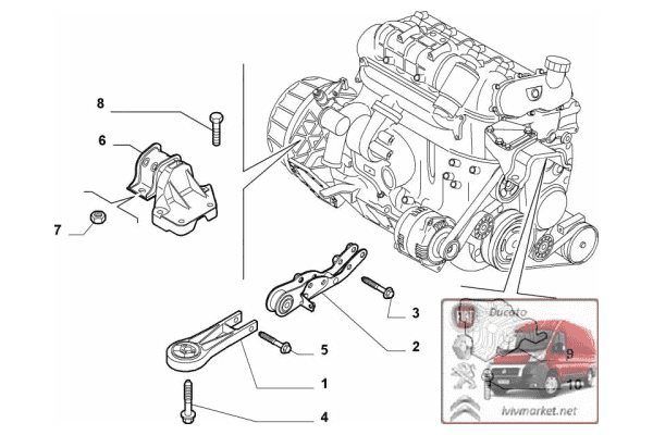 Подушка двигателя правая Fiat Ducato 06-  1358088080 - LvivMarket.net