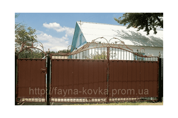 Найдешевші ковані ворота закриті профнастилом 230 - LvivMarket.net