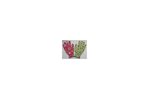 Перчатки НЕЙЛОН с цветочками (розовые и зеленые) - LvivMarket.net