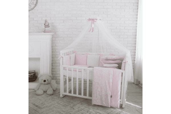 Комплект Маленька Соня Baby Design Premium Жаккард рожевий з балдахіном - LvivMarket.net