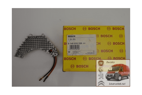 Регулятор вентилятора печки 3 выхода (реостат) Fiat Scudo BOSCH 9140010335 - ЛьвівМаркет Регулятор вентилятора печки 3 выхода (реостат) Fiat Scudo BOSCH 9140010335 - LvivMarket.net