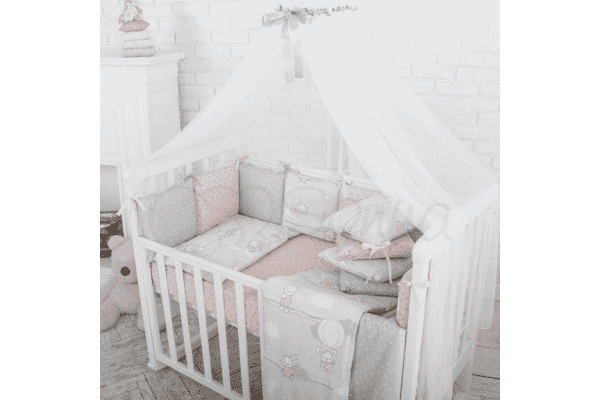 Комплект Маленька Соня Baby Design Premium Зайчики пудра з балдахіном - ЛьвівМаркет Комплект Маленька Соня Baby Design Premium Зайчики пудра з балдахіном - LvivMarket.net