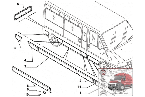 Молдинг боковой cдвижной двери правой (листва, накладка) Fiat Ducato 735306281 - ЛьвівМаркет Молдинг боковой cдвижной двери правой (листва, накладка) Fiat Ducato 735306281 - LvivMarket.net