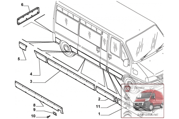 Молдинг боковой cдвижной двери правой (листва, накладка) Fiat Ducato 735306281 - LvivMarket.net