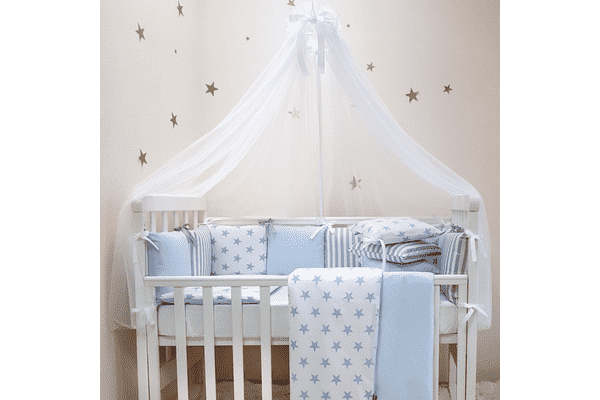 Комплект Маленька Соня Baby Design Premium Stars голубий з балдахіном - ЛьвівМаркет Комплект Маленька Соня Baby Design Premium Stars голубий з балдахіном - LvivMarket.net