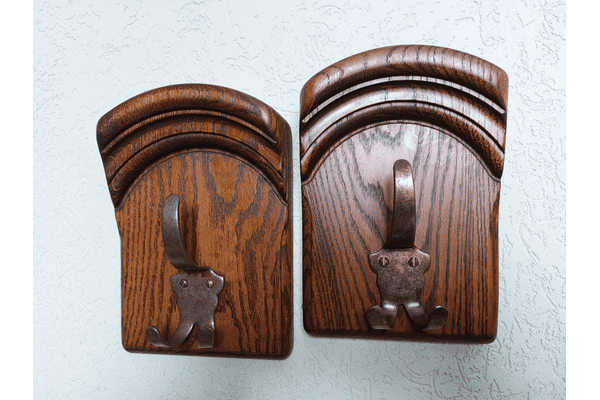 Пара настінних вішаків, дерево, латунь (6761) - ЛьвівМаркет Пара настінних вішаків, дерево, латунь (6761) - LvivMarket.net